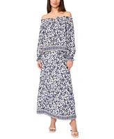Sam & Jess Petite Floral Vine-Print Off-The-Shoulder Top