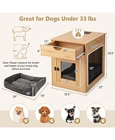 Furniture Style Dog Kennel with Drawer and Removable Dog Bed