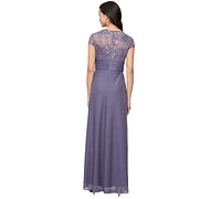 Alex Evenings Women's Embellished Short-Sleeve Gown