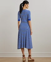 Lauren Ralph Women's Striped Waffle-Knit Cotton Henley Dress