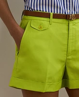 Lauren Ralph Women's Pleated Linen-Blend Twill Shorts
