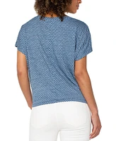 Liverpool Los Angeles Petite Twist-Hem Flutter-Sleeve Top