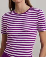 Lauren Ralph Women's Striped Stretch Cotton Crewneck Tee