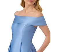 Adrianna Papell Women's Off-The-Shoulder Mikado Fit & Flare Dress
