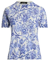 Lauren Ralph Lauren Women's Floral Linen-Cotton Short-Sleeve Sweater