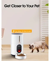 Automatic Cat Feeder, 4L Dog Food Dispenser with Stainless Steel Bowl, Timed Pet Feeder with Portion Control, Voice Recorder for Cat and Small Dogs, U