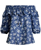 Lauren Ralph Women's Floral Voile Off-the-Shoulder Blouse