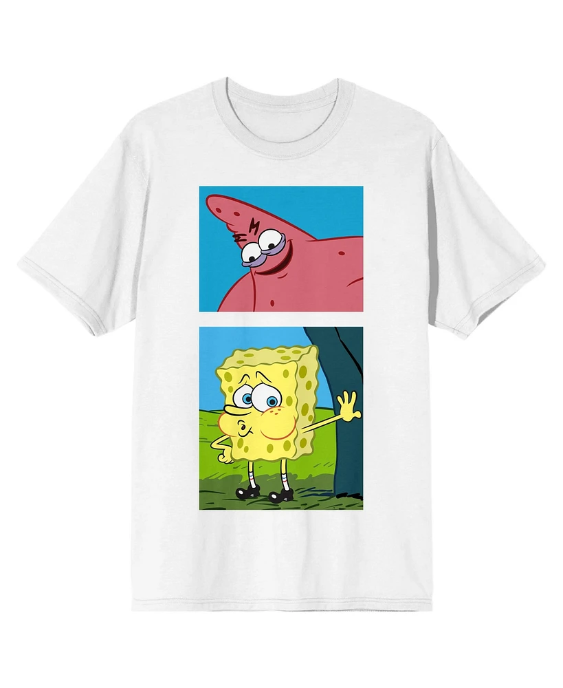 SpongeBob SquarePants Men's White Spongebob and Patrick Meme Graphic T-shirt-3XL