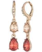 Givenchy Gold-Tone Pave & Stone Double Drop Earrings