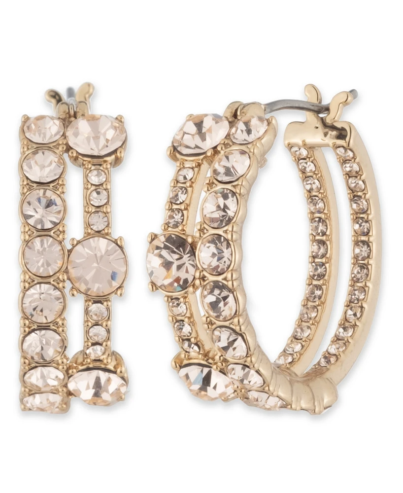 Givenchy Small Pave Double-Row Hoop Earrings, 0.66"