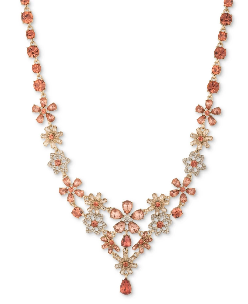 Givenchy Gold-Tone Crystal & Stone Flower Statement Necklace, 16" + 3" extender