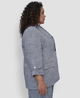 Dkny Plus One-Button Roll-Tab-Sleeve Jacket