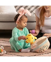 Sperric Easter Baby Plush Playset with Easter Basket, Bunny Holding Carrot, Easter Egg, and Squeaky Chicken, Sensory and Decorative Toys for Babies &