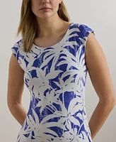 Lauren Ralph Women's Palm-Frond-Print Stretch Jersey Dress