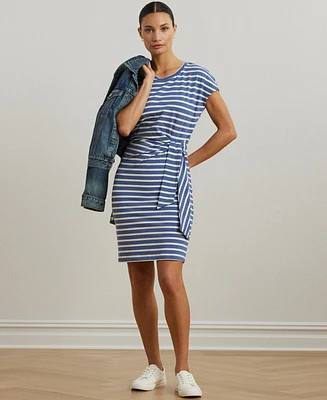 Lauren Ralph Women's Striped Tie-Front Jersey Dress