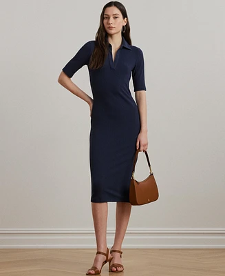 Lauren Ralph Lauren Women's Rib-Knit Elbow-Sleeve Polo Dress