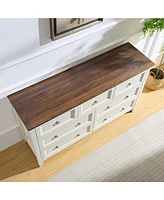 Farmhouse 7 Drawers Dresser for Bedroom, Wood Rustic Dresser Tv Stand, Storage Dressers Organizer for Bedroom, Living Room,Hallway