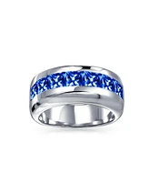 Bling Jewelry Wide Cubic Zirconia Band Ring .925 Sterling Silver