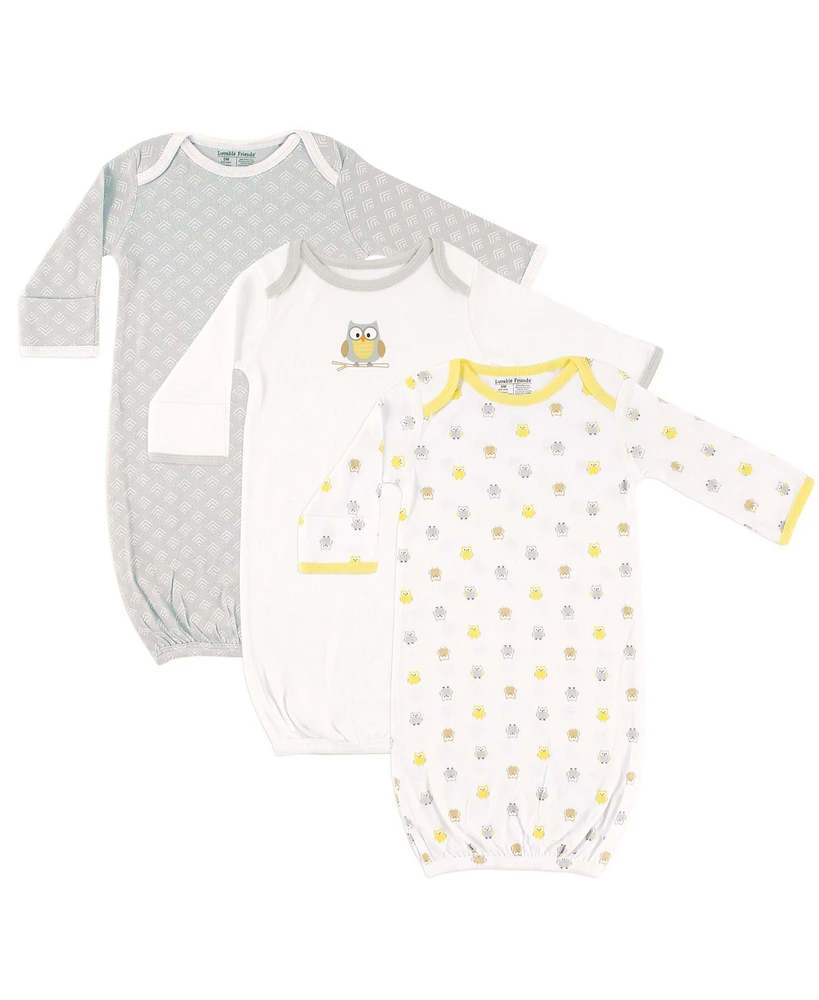 Luvable Friends Baby Boys Cotton Gowns, Owl, Preemie/Newborn