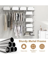 Adjustable Closet Organizer Kit with Shelves and Hanging Rods for 4 to 6 Feet