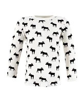 Hudson Baby Boys Thermal Long Sleeve Tees 5pk, Buffalo Plaid Moose, 12-18 Months