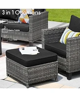 Xizzi 5 Piece Patio Furniture, Outdoor Furniture Sets, Modern Wicker Sectional and 2 Pillows, All Weather Garden Sofa, Backyard,