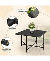 Gymax 9 Piece Patio Outdoor Conversation Set Dining Furniture Set w/ Seat Cushions