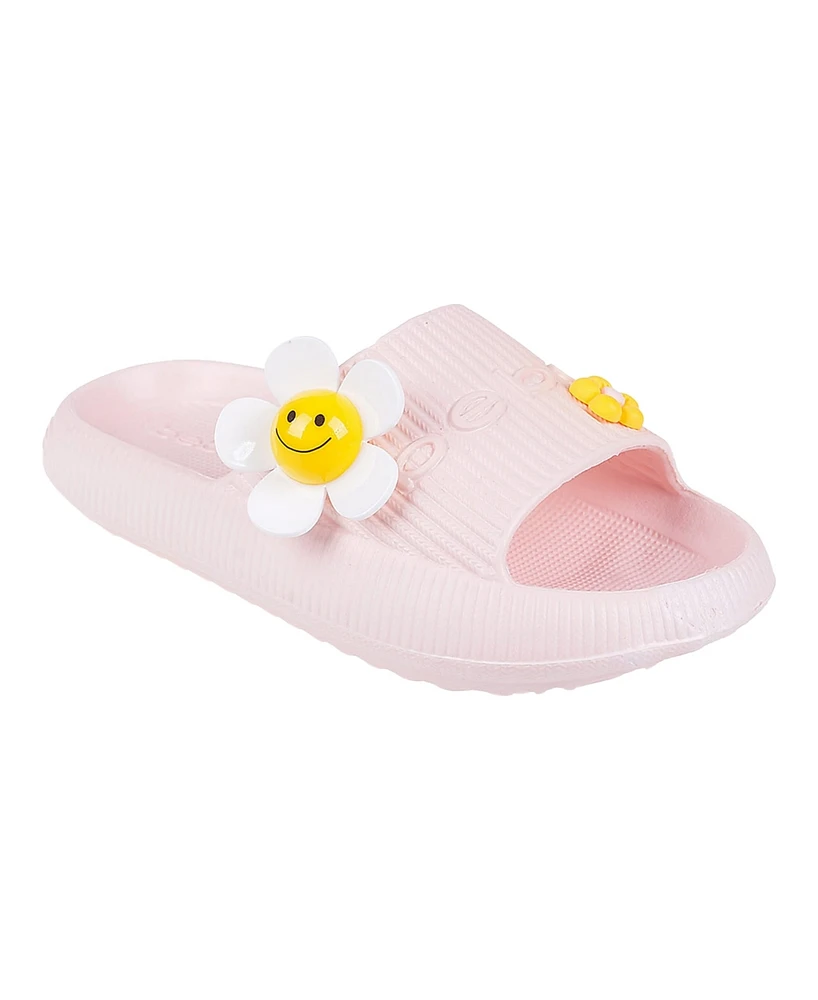 Bebe Little and Big Girls Cute Trendy with Flower Charms Slides