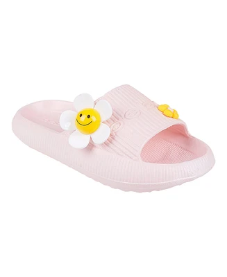 Bebe Little and Big Girls Cute Trendy with Flower Charms Slides