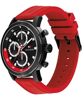 Tommy Hilfiger Men's Multifunction Red Silicone Strap Watch, 46mm