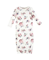 Hudson Baby Baby Girls Hudson Thermal Gown 3pk, Dusty Rose Floral, Newborn