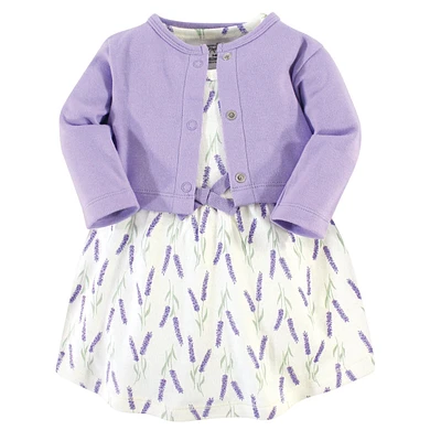 Touched by Nature Baby Girls Organic Cotton Dress and Cardigan 2pc Set
