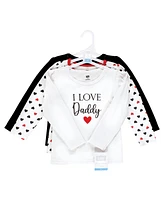 Hudson Baby Girls Long Sleeve T-Shirts Daddy Red Black, 18-24 Months