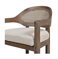 Mid-Century Modern 26" Counter Stool, 1PK Cane Back Bar Chair, Solid Oak Frame for Kitchen Island & Home Bar-The Pop