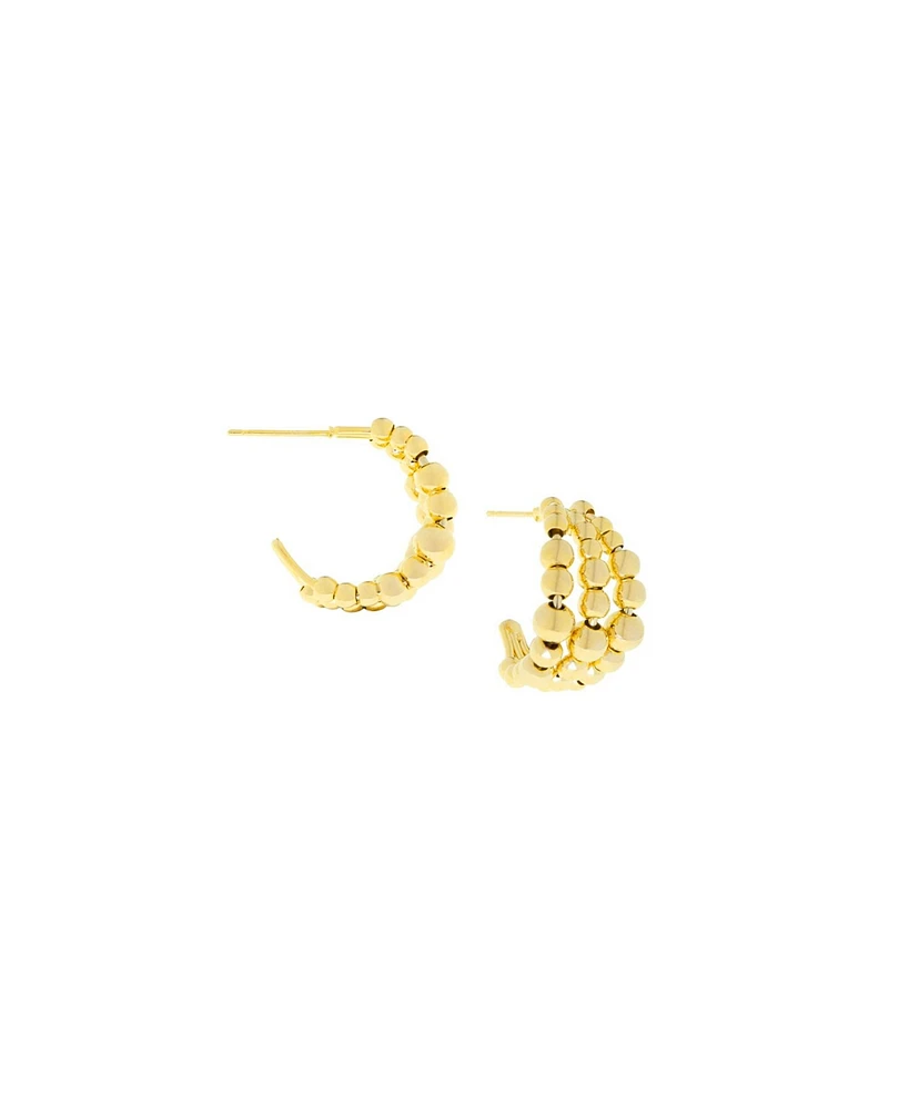 Metal Ball Beaded Triple Hoop