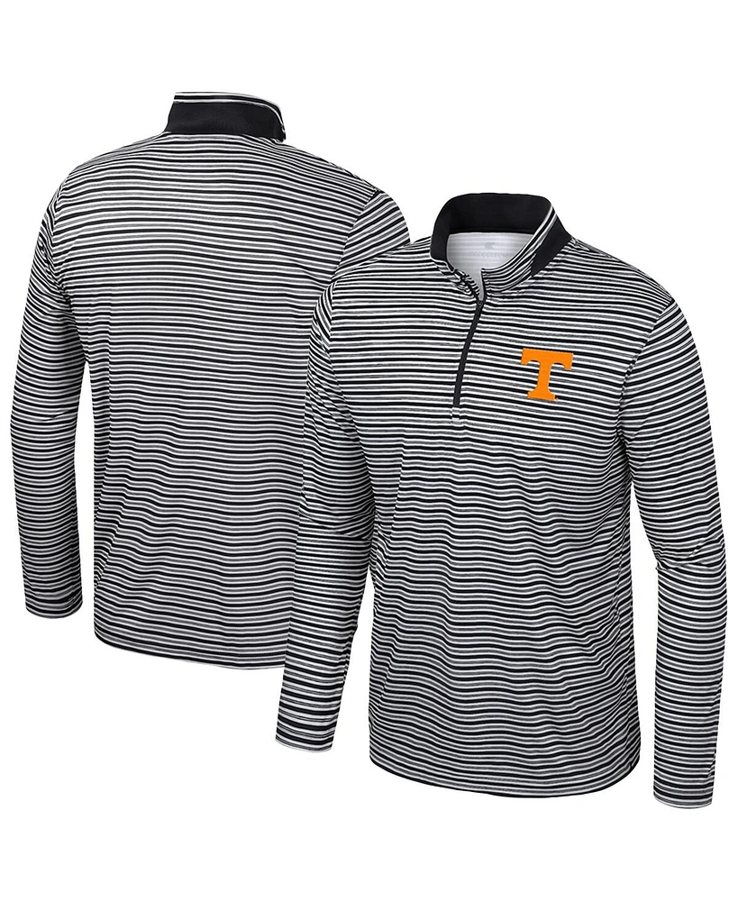 Colosseum Men's Black Tennessee Volunteers Striped Quarter-Zip Sweatshirt