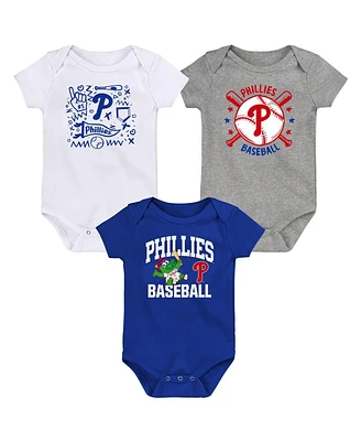 Outerstuff Newborn Philadelphia Phillies Batter Up Bodysuit, Set of 3