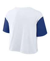 Nike Women's White/Royal Chicago Cubs Script Cropped Performance T-Shirt