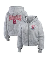 Wear by Erin Andrews Women's Heather Gray St. Louis Cardinals Speckled Fleece Cropped Full-Zip Hoodie