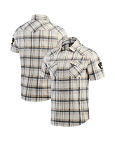 Fanatics Men's Navy Milwaukee Brewers Plaid Full-Snap Shirt