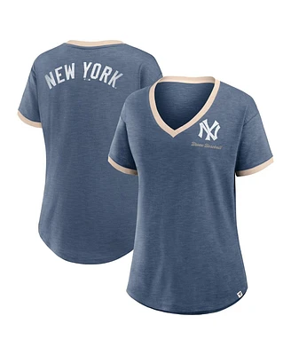 Fanatics Women's Navy New York Yankees Binge Worthy Stadium Slub V-Neck T-Shirt