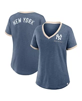 Fanatics Women's Navy New York Yankees Binge Worthy Stadium Slub V-Neck T-Shirt
