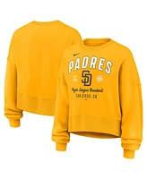 Nike Women's Gold San Diego Padres Oversized Long Sleeve Cropped Pullover Sweatshirt