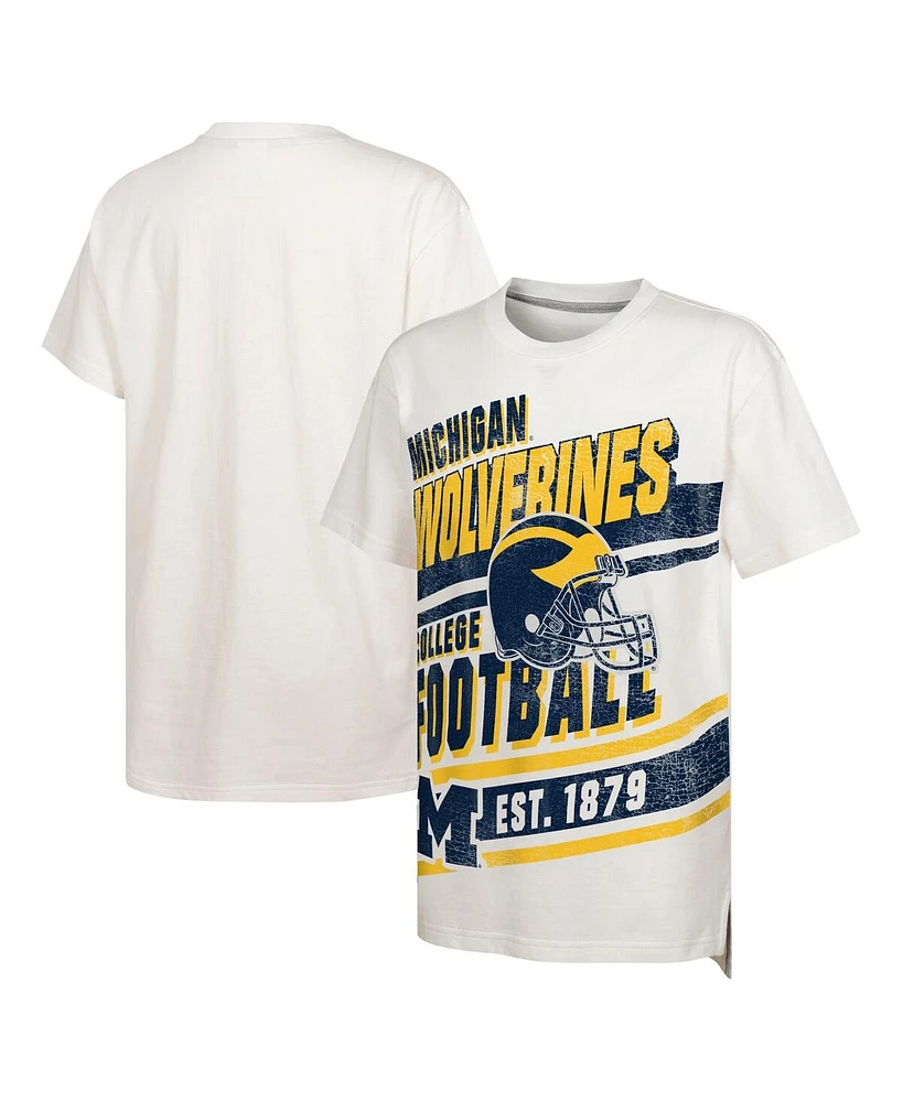 Outerstuff Big Boys and Girls White Michigan Wolverines Let's Get Loud Oversized T-Shirt