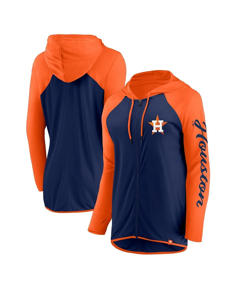 Fanatics Women's Navy/Orange Houston Astros Script Sleeve Full-Zip Hoodie