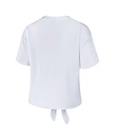 Wear by Erin Andrews Women's White Dallas Cowboys Front Tie Retro T-Shirt