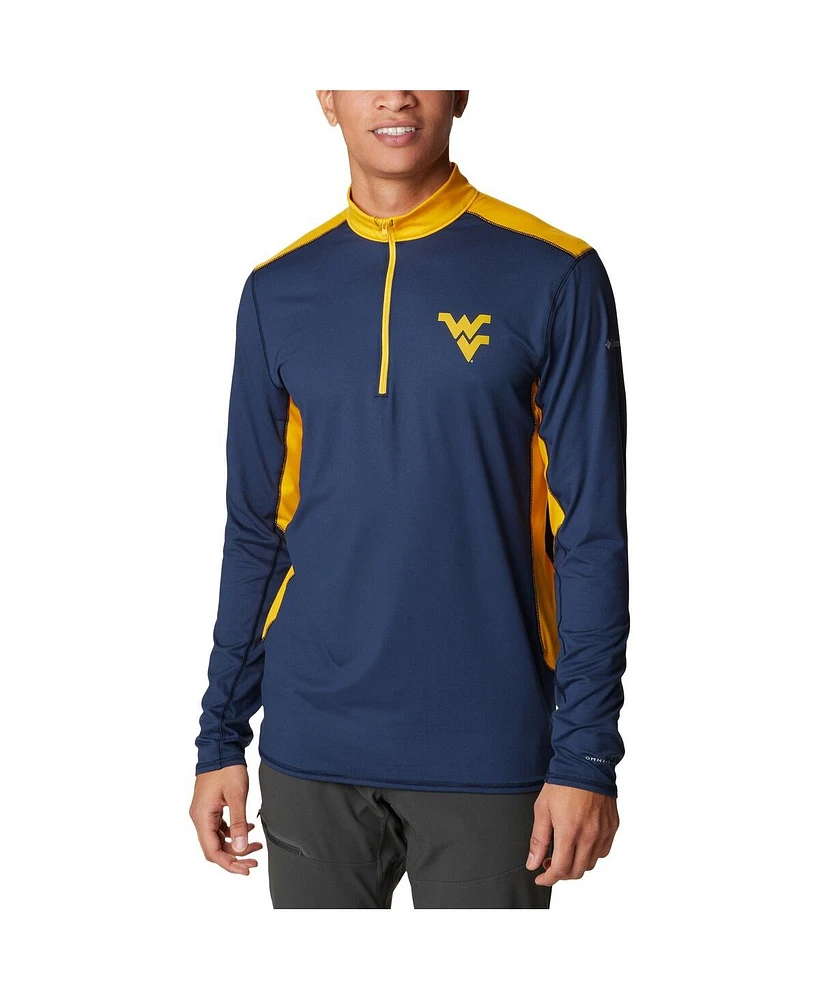 Columbia Men's Navy West Virginia Mountaineers Tech Trail Omni-Shade Quarter-Zip Sweatshirt