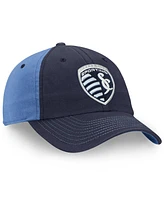 Fanatics Men's Navy/Blue Sporting Kansas City Iconic Blocked Fundamental Adjustable Hat