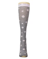 MeMoi Women's Daisies Cotton Blend 15-20 mmHg Graduated Compression Socks UOY08999