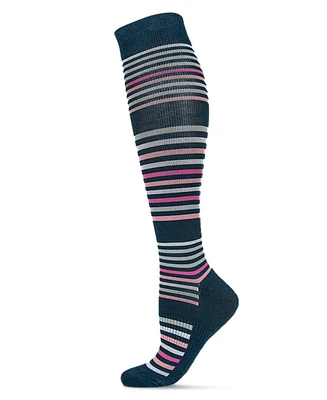 MeMoi Women's Classic Stripes 8-15mmHg Graduated Compression Socks MFY06346